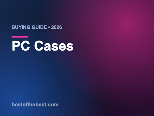 Buying guide 2026 banner from bestofthebest.com titled PC Cases on a pink gradient
