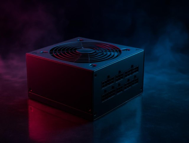 Power supply unit with a top-mounted fan grille