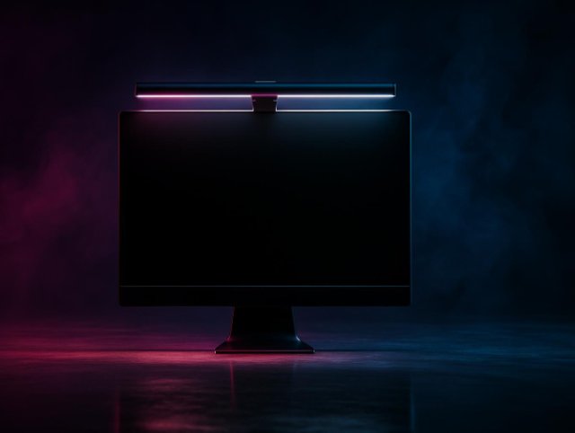 Monitor with a light bar providing consistent ambient lighting for calibration