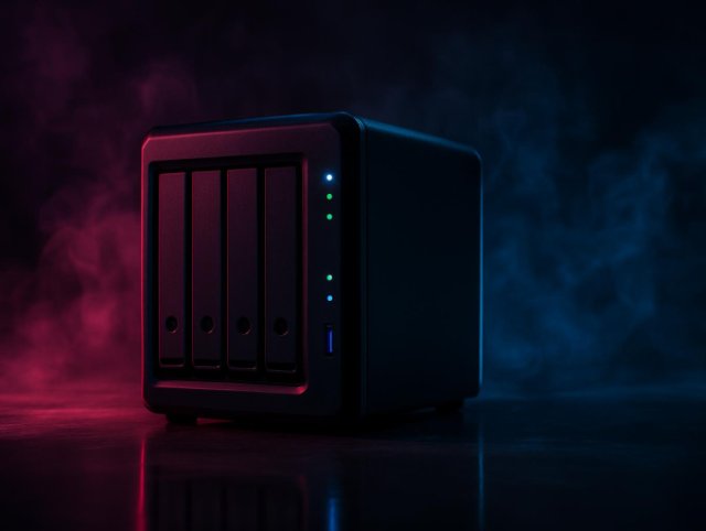 Multi-bay NAS enclosure with front drive bays and status lights