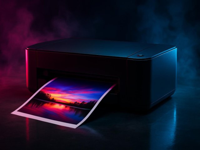 Photo printer producing a colour landscape print