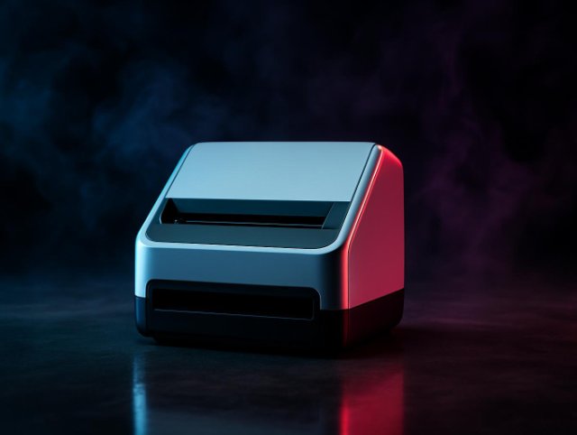 Compact photo printer with a paper output slot