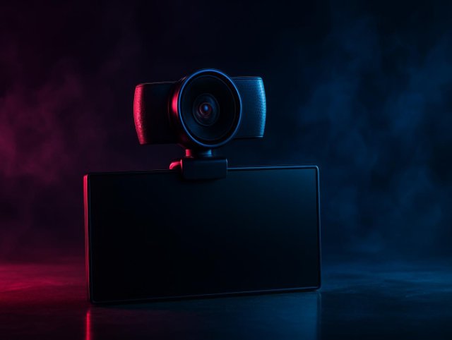 Webcam clipped to the top edge of a monitor
