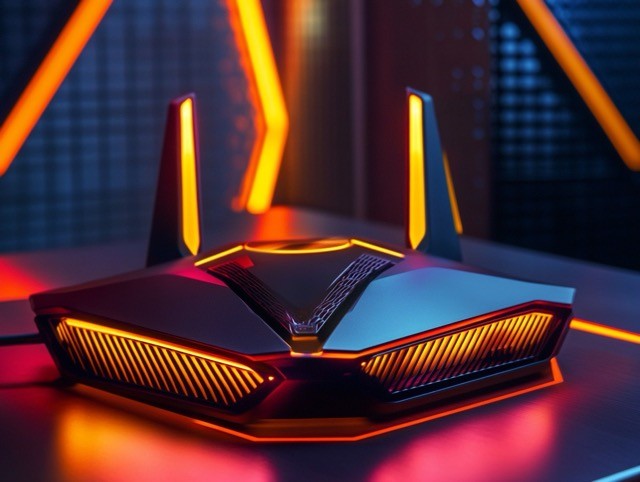 Gaming router with antennas ready for a firmware update